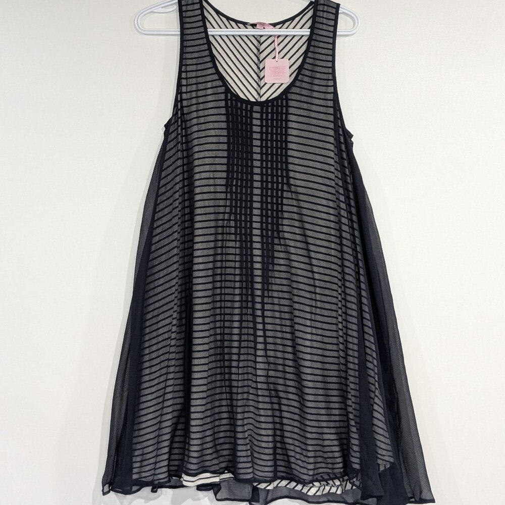 BNWT Calypso St. Barth Babs Layered Striped Dress White Navy Blue Size Medium